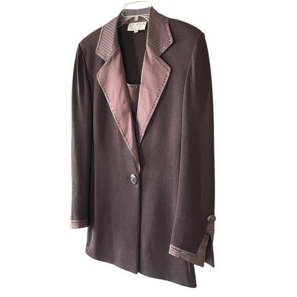 ST. JOHN EVENING by Marie Gray Women's Size 10 Brown Knit Elegant Jacket VTG USA - Picture 13 of 14